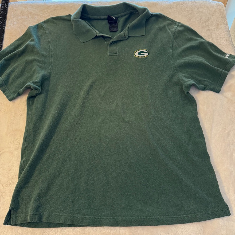 Reebok Green Bay Packers NFL Polo Shirt Mens Large Green Cotton 1105A 09